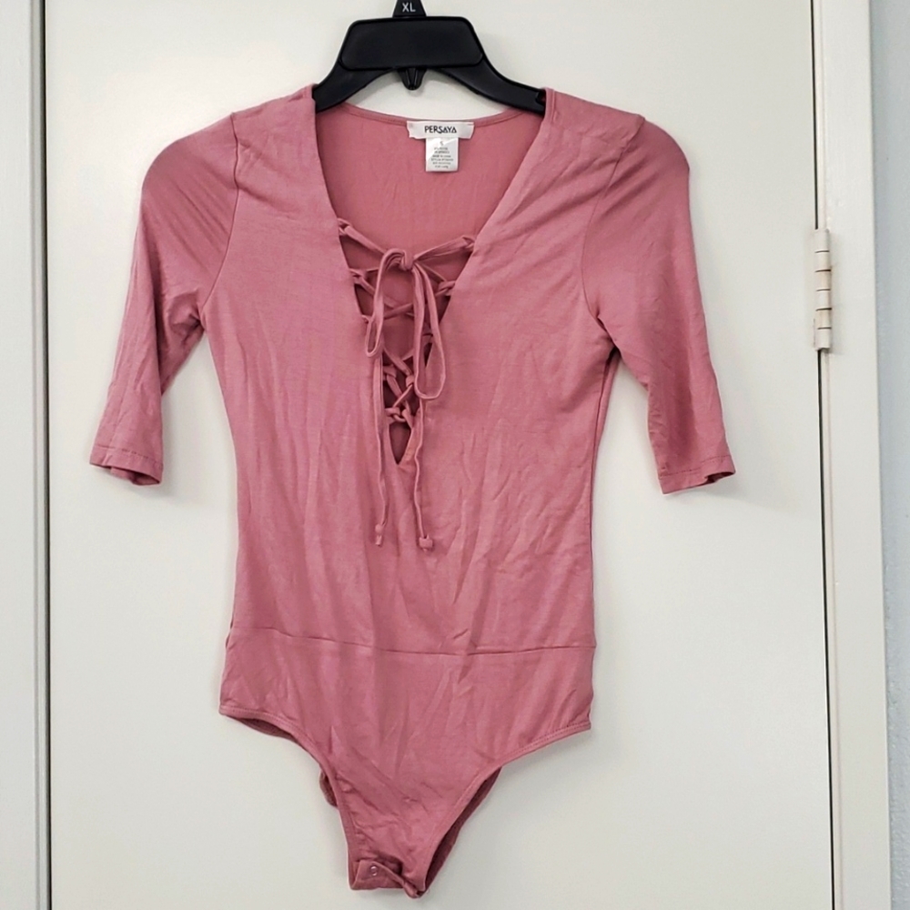 Persaya Pink Small Vneck Bodysuit